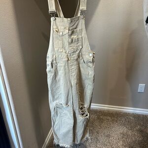 Casual Tan Distressed Jumpsuit